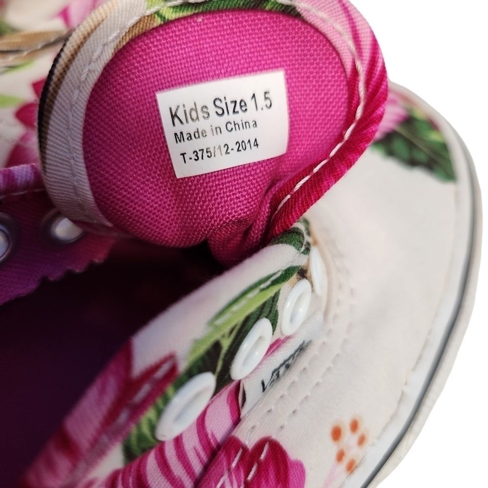 Vans Hawaiian Floral Hibiscus Skate Shoe Off White Kids 1.5 Needs new laces - Picture 4 of 7